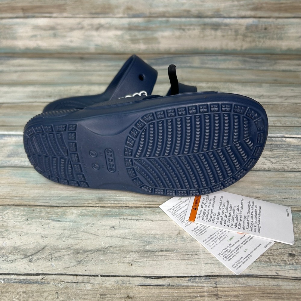 Crocs Classic Two-Strap‎ Sandals Slide Women's 4 Mens 2 Unisex Navy Blue Comfort - Picture 4 of 4